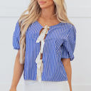  Dream Stripe Tied Front Blouse