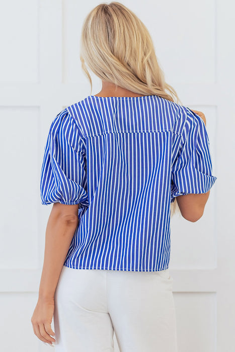 Dream Stripe Tied Front Blouse