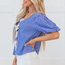  Dream Stripe Tied Front Blouse