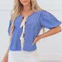  Dream Stripe Tied Front Blouse