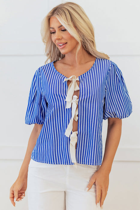 Dream Stripe Tied Front Blouse