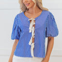  Dream Stripe Tied Front Blouse