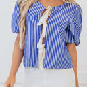  Dream Stripe Tied Front Blouse