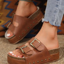  Dual Buckle Studded Platform Sandal Slippers