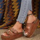  Dual Buckle Studded Platform Sandal Slippers