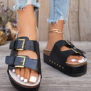Black Size 8.5 Dual Buckle Studded Platform Sandal Slippers