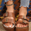 Chestnut Size 8.5 Dual Buckle Studded Platform Sandal Slippers