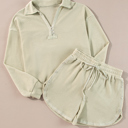  Dulce Parchment Textured Long Sleeve Lounge Set