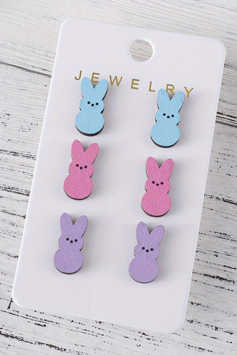 Dylan Bunny Doll Wooden Earrings