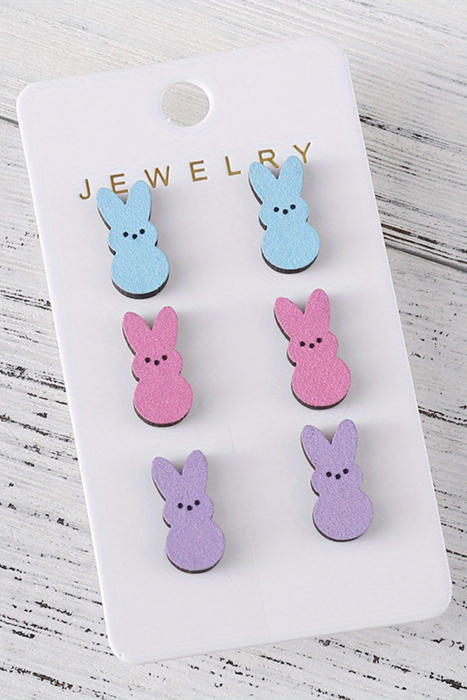 Dylan Bunny Doll Wooden Earrings