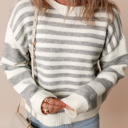 Gray Stripe Medium Dylan Stripe Drop Shoulder Sweater
