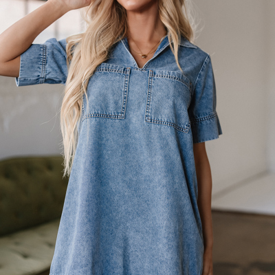 Makenzie Short Sleeve Collared Denim Dress