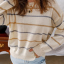  Eden Striped Ribbed Edge Drop Shoulder Sweater