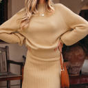 Tan Medium Edith High Puff Sleeve Sweater