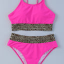  Edith Leopard Mesh Trim 2pcs Bikini Swimsuit