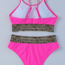  Edith Leopard Mesh Trim 2pcs Bikini Swimsuit