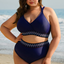Navy Blue 1X Eileen Knot High Waisted PLUS Bikini