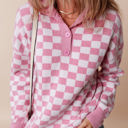 Pink Medium Elaina Checkered Sweater