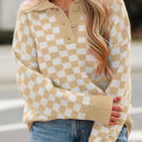 Apricot Medium Elaina Checkered Sweater