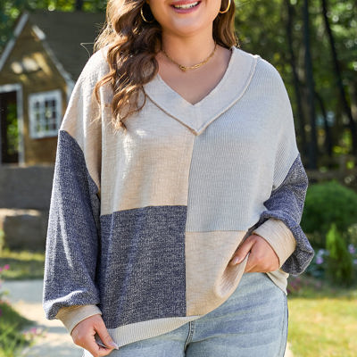 Elaina Plus Size Textured V Neck Top