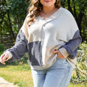  Elaina Plus Size Textured V Neck Top