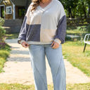  Elaina Plus Size Textured V Neck Top