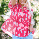 Rose XL Elaina Smocked Puff Sleeve Blouse