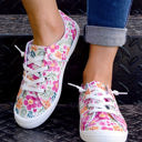  Elani Flower Lace-up Slip-on Canvas Shoes