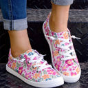  Elani Flower Lace-up Slip-on Canvas Shoes