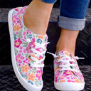  Elani Flower Lace-up Slip-on Canvas Shoes