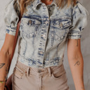 Beau Blue Large Eleanor Chest Puff Sleeve Jacket