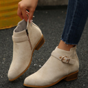 Beige Size 10 Eleanor Chunky Heel Suede Boots