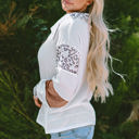 Eleanor Leopard Turn-down Collar Waffle Top