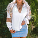  Eleanor Leopard Turn-down Collar Waffle Top
