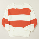 Orange Stripe Small Eleanor Shoulder Bubble Sleeve Sweater