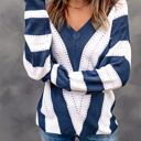 Blue XXL Eleanor Striped Colorblock Knitted Sweater