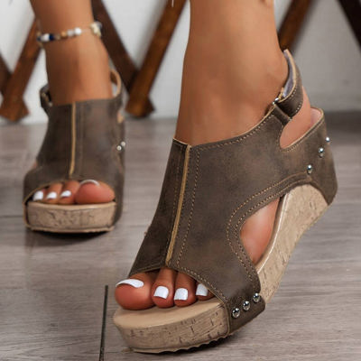 Eleanor Studded Cut Out Wedge Sandals