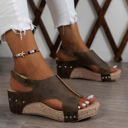  Eleanor Studded Cut Out Wedge Sandals