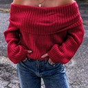 Racing Red Medium Eleanor the Shoulder Knit Sweater