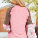  Elena Raglan Sleeve Ribbed Knit Patchwork Blouse
