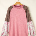  Elena Raglan Sleeve Ribbed Knit Patchwork Blouse