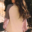  Elena Raglan Sleeve Ribbed Knit Patchwork Blouse