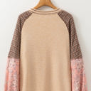  Elena Raglan Sleeve Ribbed Knit Patchwork Blouse