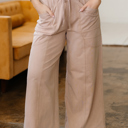 Smoke Gray Large Elena Trim Wide Leg Pants