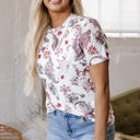  Elia Vintage Paisley Mock Neck Top
