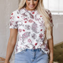  Elia Vintage Paisley Mock Neck Top
