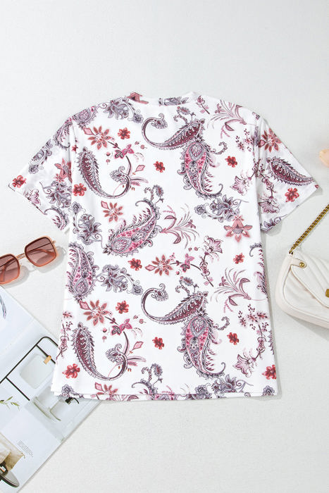 Elia Vintage Paisley Mock Neck Top