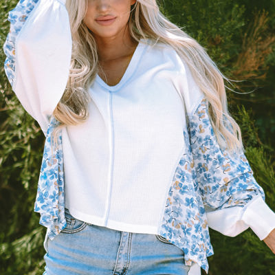 Eliana Floral Patchwork V Neck Blouse