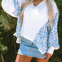 Eliana Floral Patchwork V Neck Blouse