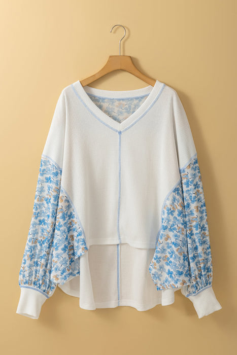 Eliana Floral Patchwork V Neck Blouse